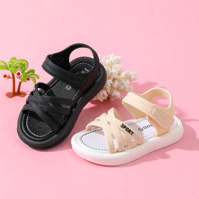 Toddler Girl Solid Color Soft Sole Open Toed Velcro Sandals