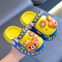 Sandálias infantis com estampa animal de urso  Amarelo