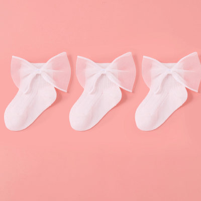 Baby Solid Color Bowknot Socks