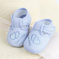 Zapatos de bebé de algodón con corazón de color liso  Azul