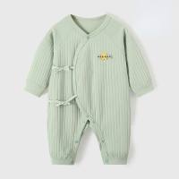 Baby jumpsuit base pure cotton newborn clothes full month newborn baby pajamas romper crawling clothes four seasons  Green