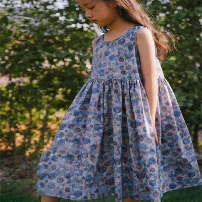 Girls polka dot drape dress light summer medium and large children's breathable and comfortable children's skirt big swing skirt