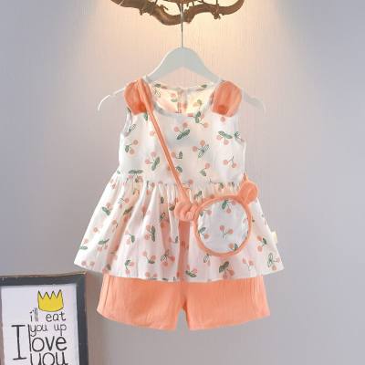 Girls new summer clothes baby girl sleeveless suit vest + shorts two-piece suit infant summer clothes 2-3 years old