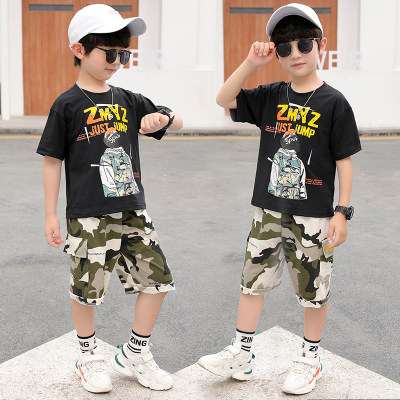 Kid Boy Round neck Leisure style Two-piece Top+Pants T-shirt set
