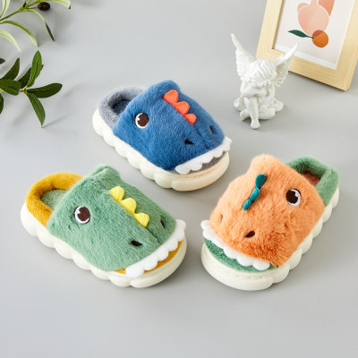 Pantuflas estilo dinosaurio para niños pequeños Baotou Cotton Mop