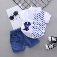 Mädchen Sommer zweiteiliges Set Außenhandel gewaschenes Hemd Baumwolle kleines Monster T-Shirt Shorts zweiteiliges Set  Weiß
