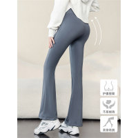 Pregnant women wear high waist slim fit pregnant women belly support spring and autumn style yoga flared pants  Gray