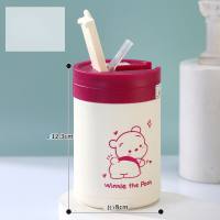 Thickened sealed heat-resistant glass cup light luxury bear straw cup  Multicolor