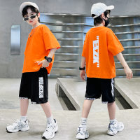 Summer thin summer clothes fashionable cool handsome cotton short-sleeved shorts two-piece suit  Orange