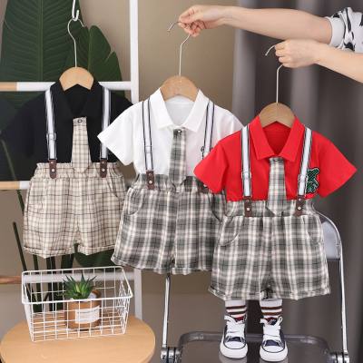 Boys' new summer suits 2024 new infant and children's clothing stylish boys' summer shirts short-sleeved overalls
