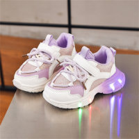 Children's LED light-up soft-soled running shoes  Purple