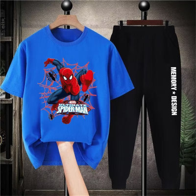 Boys summer suits for middle and large children loose clothes short-sleeved trousers two-piece summer sportswear