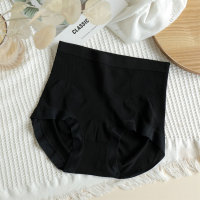 New high waist panties for women with cotton crotch, hip lift, seamless breathable body shaping and abdomen slimming pants, ladies briefs, four seasons  Black