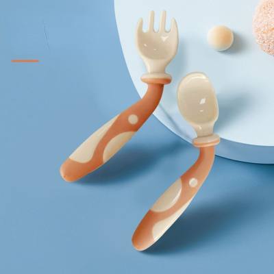 Children's twist fork and spoon set portable baby food tableware learning to eat spoon bendable spoon