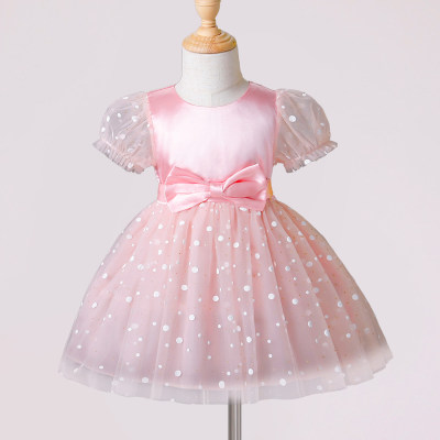 Toddler Girl Cute Eleguard Tulle Press Wave Point Formal Dress