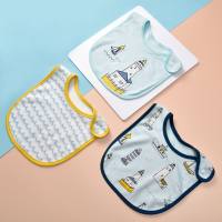 3 Packs of Cotton Cartoon Baby Bibs, Bibs, and Cloth Series A  Multicolor