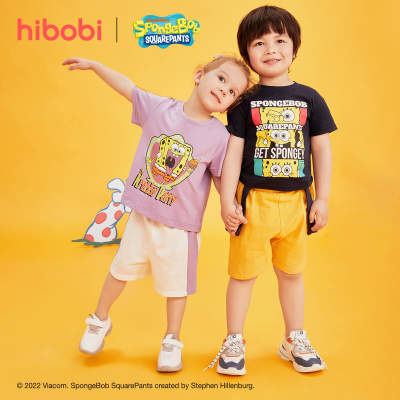 hibobi x SpongeBob Toddler Girls Casual Contrast Colored Cotton Suit