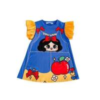 Girls T-shirt dress Runaway Princess Little Flying Sleeve Printed Baby Dress  Blue
