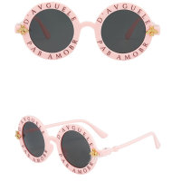Óculos anti-UV retrô redondos abelha infantil  Rosa