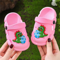 Children's dinosaur non-slip toe hole slippers  Pink