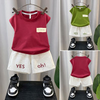 نمط جديد للأولاد سترة صيفية تناسب ملابس الصيف بدون أكمام بدلة من قطعتين  أحمر