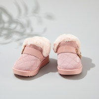 حذاء قطيفة سهل الارتداء بلون سادة للفتيات الصغيرات  وردي 