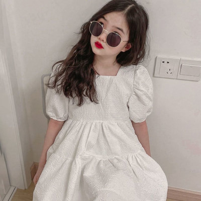 Le ragazze vestono abiti estivi 2024 nuova versione coreana Internet Celebrity abbigliamento per bambini gonna a maniche corte stile principessa per bambina in stile occidentale