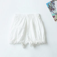 Pantalones finos de seguridad de verano para niñas, mallas antiexposición para niños, pantalones cortos de tres cuartos de algodón puro  Blanco