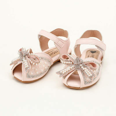 Toddler Girl Pearl Rhinestone Bow Sandals