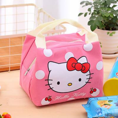 Cute cartoon expression lunch bag ice bag portable thick waterproof canvas lunch box bag lunch with rice insulation bag