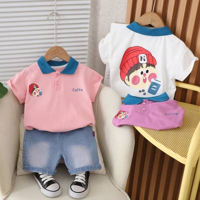 New summer style for small and medium children, comfortable and fashionable, stylish boys' coffee short-sleeved suits, trendy boys' summer suits