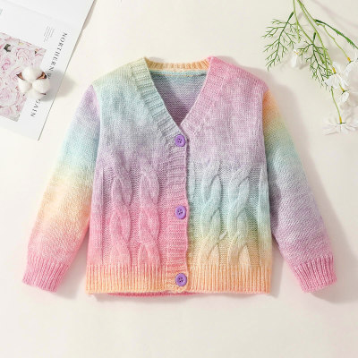 Toddler Gradient Color Block Sweater Cardigan