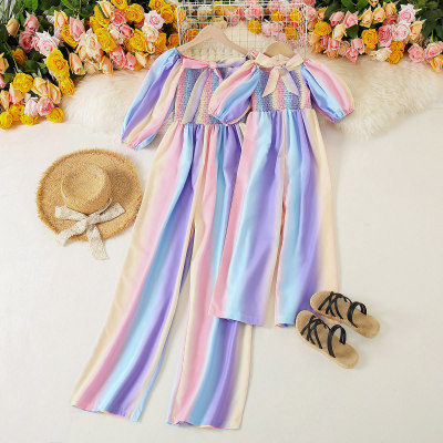 Causal Gradient Print Jumpsuit for Mom and Me