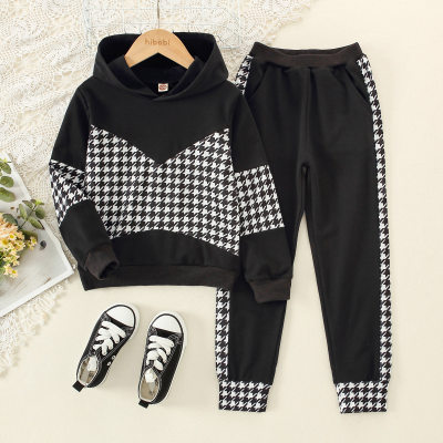 Kid Houndstooth Hooded Sweater & Pants