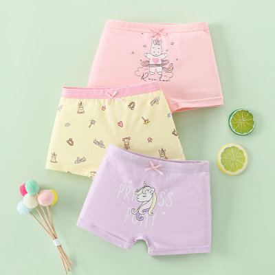 Toddler Girl Cotton Spandex Cartoon Animal Sweet 3 Pieces Of Panties