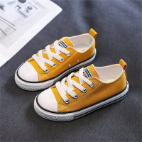 Sapatos infantis de lona com velcro de cor sólida  Amarelo
