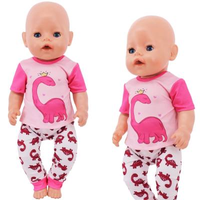 Conjunto de pijamas de boneca Xiafu de 43 cm, duas peças, roupas de boneca americana de 18 polegadas