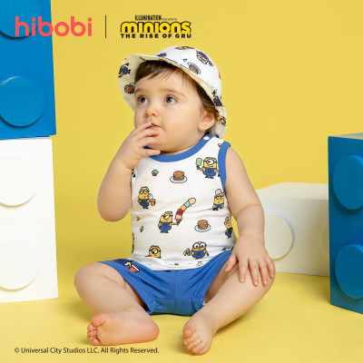 Minions × hibobi Boy Baby Printed Blue Sleeveless Suit