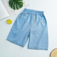Pantaloni in denim per bambini pantaloni estivi per ragazzi pantaloni sottili in cotone tencel  Azzurro