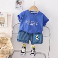 Boys summer short-sleeved two-piece suit  Blue