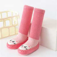 Rutschfeste Baby-Socken aus reiner Baumwolle im Farbblock-Cartoon-Stil  Rosa