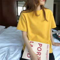 Einfarbiges T-Shirt für Teenager-Mädchen  Gelb