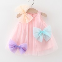 New summer three-bow mesh princess skirt  Pink