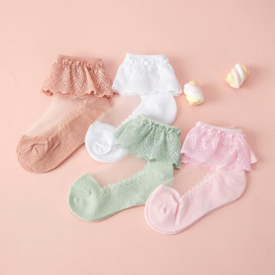 Toddler Girl Solid Color Ruffle Decor Socks