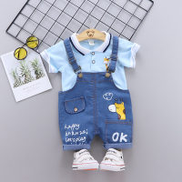 New summer children's clothing for boys and girls two piece suits  Blue