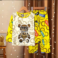 Daily home suits cartoon fashion pajamas children's home clothes men's and women's suits baby  Yellow