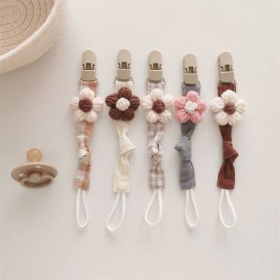 Ins style small flower baby pacifier chain anti-drop clip baby pacifier rope teether anti-lost rope