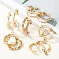 8Pcs Women Pearls Decor Jewelry Set  Style2