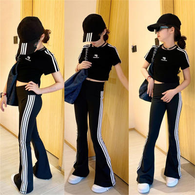 Fashionable summer new style yoga flared pants for middle and large children with elasticity