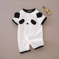 Baby jumpsuit summer boneless romper crawling clothes super cute short-sleeved clothes boys full month clothes girls pajamas  White
